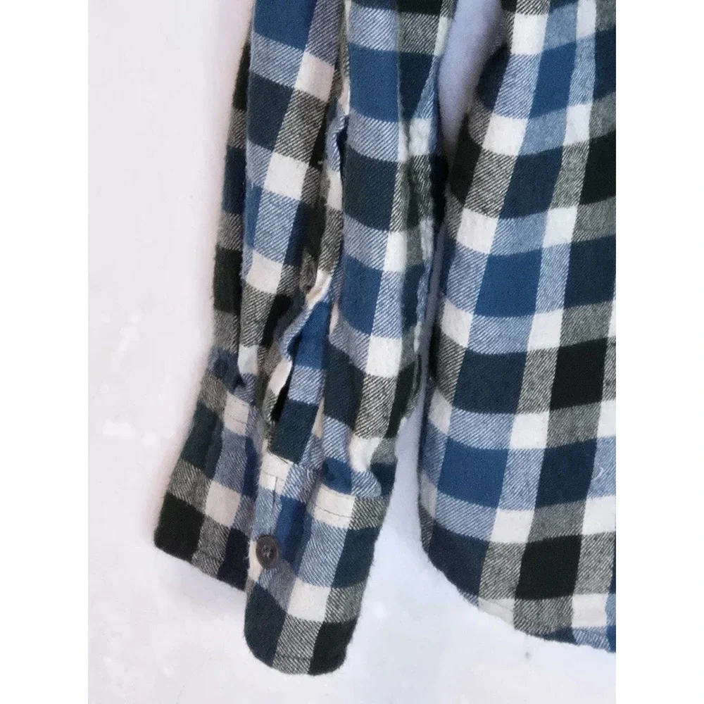 J. Crew Flannel Shirt‎ Men's Large Slim Fit Blue/White Button Down Plaid